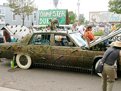 Photo of reptile car in the Art Car Parade.